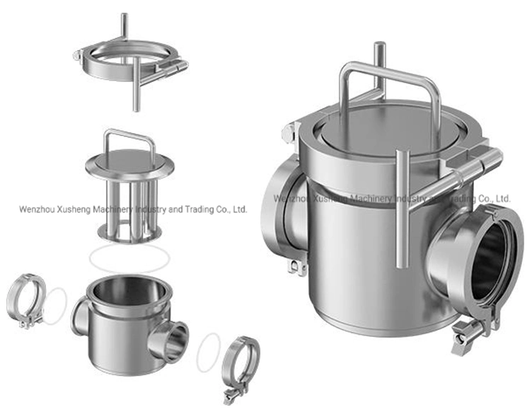 SS304 Sanitary Magnetic Liquid Filter Trap with Magnetic Rod Inside Element